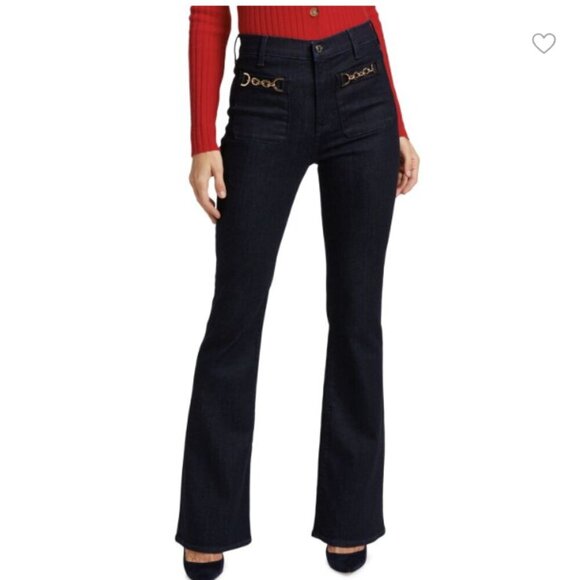 Veronica Beard Florence Flare Jeans with Chains Dark Wash Size 27 - Picture 3 of 15